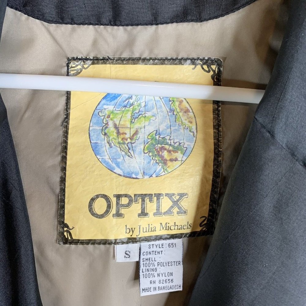 Optix by Julia Michaels Womans Windbreaker Coat Button-Up Pockets Hood Beige S - Picture 6 of 10